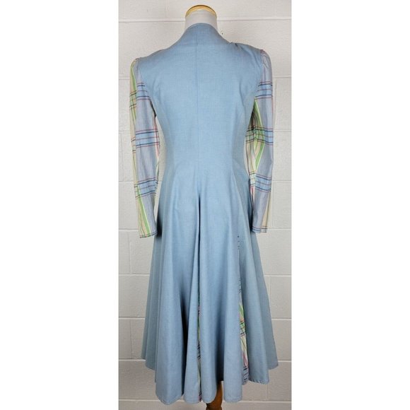 Vtg My Heroes Have Always Been Coyboys Blue Plaid Prairie Dress M? - Picture 4 of 11